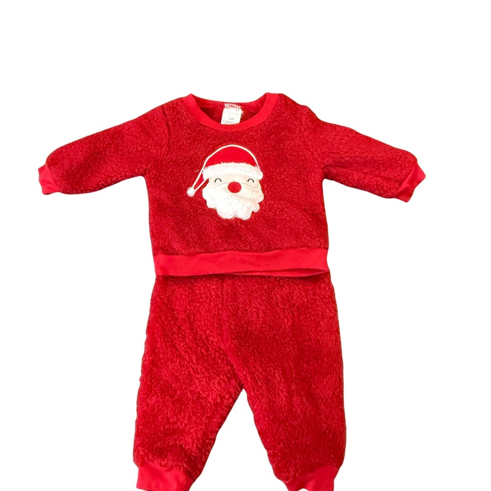 Cozy Red Santa Kids Fleece 2 Piece Set - Picture 2 of 4